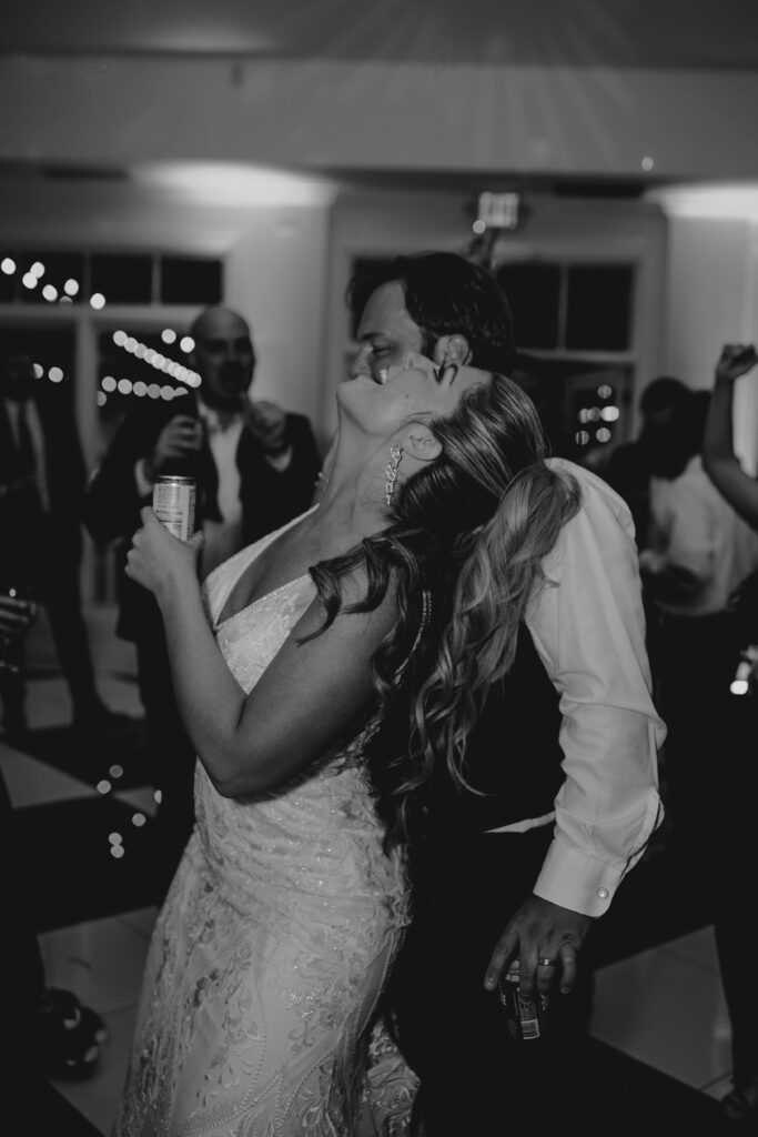 bride and groom dancing at reception
