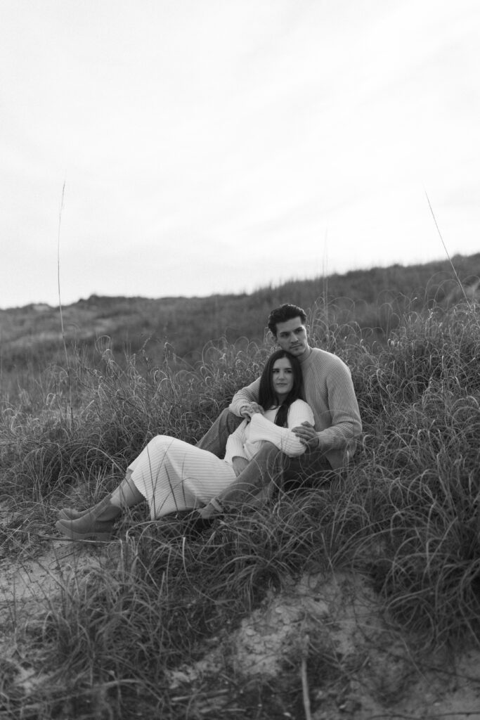 couples session on sand dunes